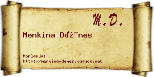 Menkina Dénes névjegykártya